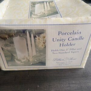 Lillian Rose Porcelain Unity Candle Holder - White